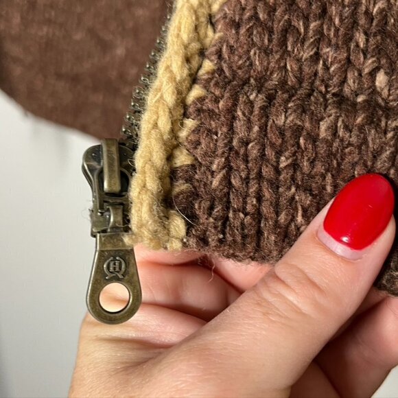 Milma’s Crafts 100% LLama Wool Sweater Coat LARGE Zip Up hooded - Picture 6 of 9